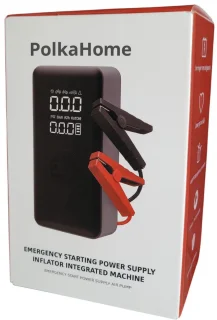 PolkaHome® 7-in-1 Jumpstarter Auto met Compressor & Powerbank – 20000mAh Noodaccu Starthulp voor Auto, Camper & Motor – Accu Starter Box 5.0L Benzine/3.0L Diesel – LCD Display, LED Zaklamp, USB-C Snel Opladen, Startbooster, Jumpstarters