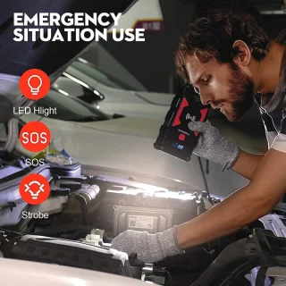 Car Jump Starter 6000A Peak 26800 mAh 12V met Draadloze Oplader en Slimme Startkabel