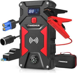 Car Jump Starter 6000A Peak 26800 mAh 12V met Draadloze Oplader en Slimme Startkabel
