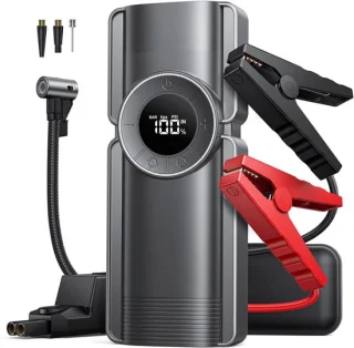 Jumpstarter met Compressor - Startkabels - Starthulp voor Auto - Accubooster - Zwart