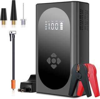 De Jumpstarter met Compressor - Startkabels - Starthulp voor Auto - Accubooster - Zwart in één oogopslag