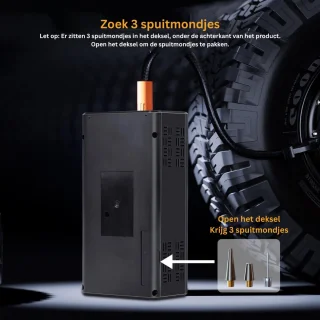 Jumpstarter met Compressor - Startkabels - Starthulp voor Auto - Accubooster - Zwart
