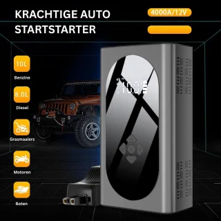 Jumpstarter met Compressor - Startkabels - Starthulp voor Auto - Accubooster - Zwart