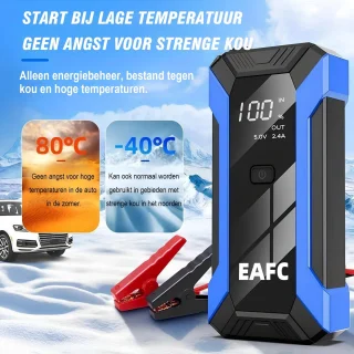 EAFC 12V Jumpstarter voor Auto – 1200A / 10000 mAh – 4-in-1 starthulp draagbare noodstartlader benzine auto powerbank booster accu startapparaat– blauw