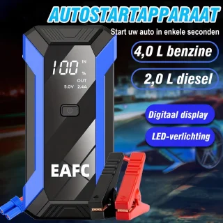 EAFC 12V Jumpstarter voor Auto – 1200A / 10000 mAh – 4-in-1 starthulp draagbare noodstartlader benzine auto powerbank booster accu startapparaat– blauw