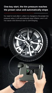 Jumpstarter 12V voor Auto-5-in-1 Multifunctionele Jumpstarter 16000mAh- Jumpstarter voor auto -Dubbele Turbopomp & Banden­drukmeter-2000 lumen LED-verlichting-Type-C Snellader Powerbank-LED-display-Auto/Motor Accu­hulp-In Opbergkoffer