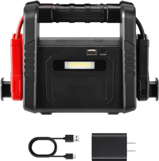 Starthulp 4000 A Peak, Auto-Accu-Powerpack, Draagbare Booster met Luchtcompressor, Startkabels, voor Alle Benzinemotoren/Tot 10 L Dieselmotoren