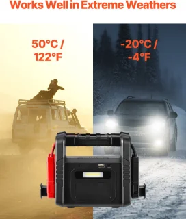 Starthulp 4000 A Peak, Auto-Accu-Powerpack, Draagbare Booster met Luchtcompressor, Startkabels, voor Alle Benzinemotoren/Tot 10 L Dieselmotoren