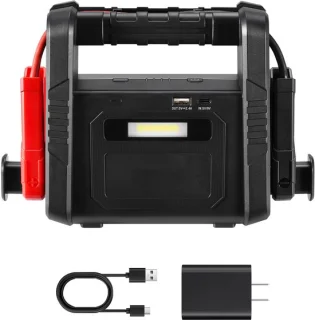 Starthulp 4000 A Peak, Auto-Accu-Powerpack, Draagbare Booster met Luchtcompressor, Startkabels, voor Alle Benzinemotoren/Tot 10 L Dieselmotoren