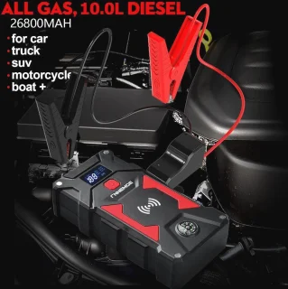 Car Jump Starter 6000A Peak 26800 mAh 12V met Draadloze Oplader en Slimme Startkabel