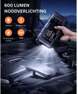 CLVP® Jumpstarter met Compressor - Startkabels - Starthulp voor Auto - Accubooster - Zwart