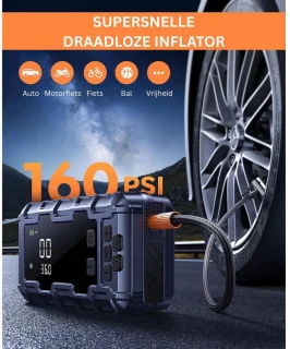 CLVP® Jumpstarter met Compressor - Startkabels - Starthulp voor Auto - Accubooster - Zwart