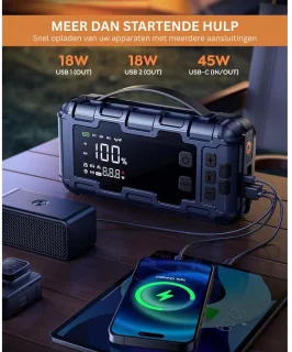 CLVP® Jumpstarter met Compressor - Startkabels - Starthulp voor Auto - Accubooster - Zwart