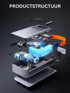 Jumpstarter met Compressor - Startkabels - Starthulp voor Auto - Accubooster - Grijs