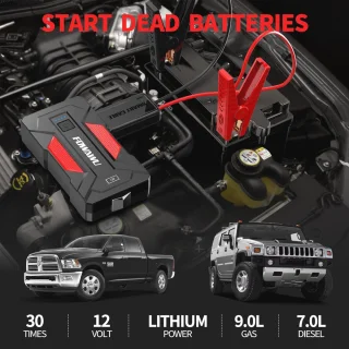 Jump Starter 4000 A voor Auto en Motor | Starthulp 12V met LED en USB 3.0