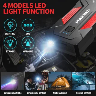 Jump Starter 4000 A voor Auto en Motor | Starthulp 12V met LED en USB 3.0
