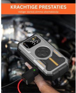 Wat vinden we goed aan de CLVP® Jumpstarter met Compressor - Startkabels - Starthulp voor Auto - Accubooster - Zwart en Grijs