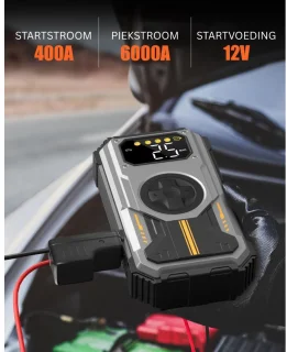 CLVP® Jumpstarter met Compressor - Startkabels - Starthulp voor Auto - Accubooster - Zwart en Grijs