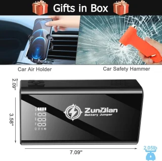 4-in-1 Auto Starthulp met Powerbank en Compressor – 150 PSI, LED Zaklamp en USB Oplader