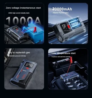 20000mAh 150PSI Draagbare Auto Springstart Power Bank 12V 5000A