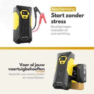 4in1 12V Jumpstarter Starthulp Powerbank LED Zaklamp Opbergkoffer