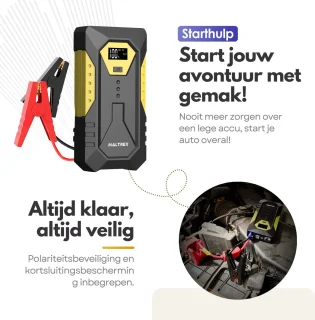 4in1 12V Jumpstarter Starthulp Powerbank LED Zaklamp Opbergkoffer