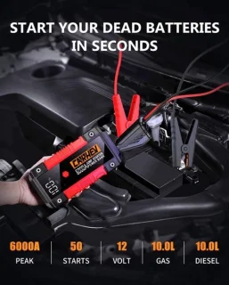 6000A auto starthulp pack, startbooster en jumpstarter
