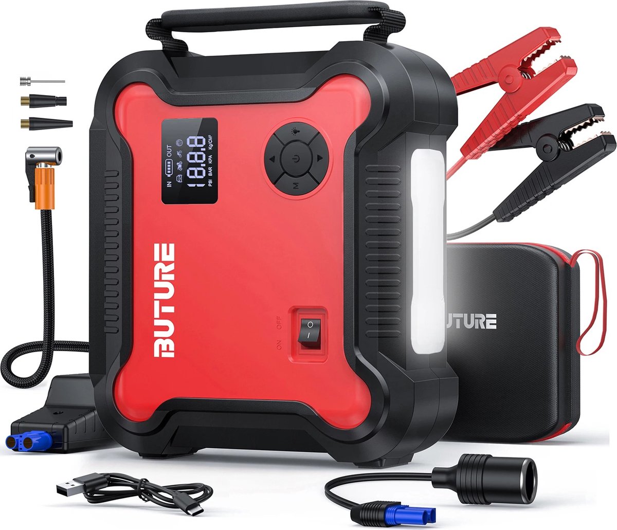 De AB SHOP Startbooster Jumpstarter 26800mAh Rood/Zwart in één oogopslag