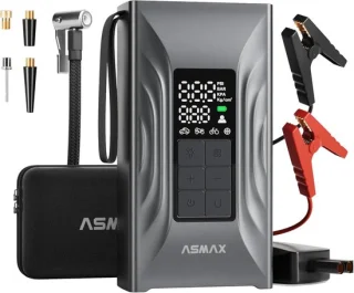 ASMAX starthulp powerbank voor auto's met compressor