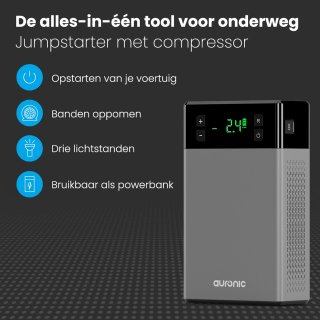 Auronic 12V Jumpstarter 1200A met Compressor Zwart/Grijs