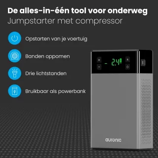 Auronic 12V Jumpstarter 1200A met Compressor Zwart/Grijs
