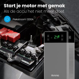 Auronic 12V Jumpstarter 1200A met Compressor Zwart/Grijs