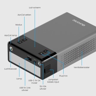 Auronic 12V Jumpstarter 1200A met Compressor Zwart/Grijs
