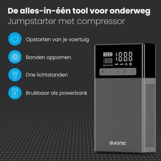 Auronic 12V Jumpstarter met Compressor en Bandenpomp zwart/grijs