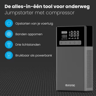 Auronic 12V Jumpstarter met Compressor en Bandenpomp zwart/grijs