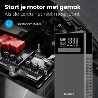 Auronic 12V Jumpstarter met Compressor en Bandenpomp zwart/grijs