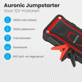 Auronic Jumpstarter 12V 1000A 13000mAh Rood/Zwart
