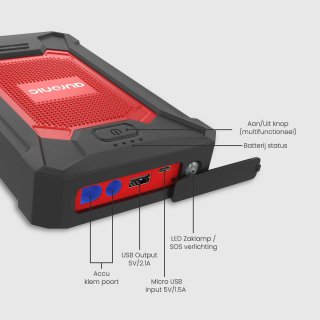 Auronic Jumpstarter 12V 600A 7200mAh Rood/Zwart