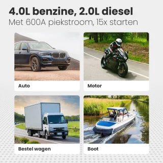 Auronic Jumpstarter 12V 600A 7200mAh Rood/Zwart