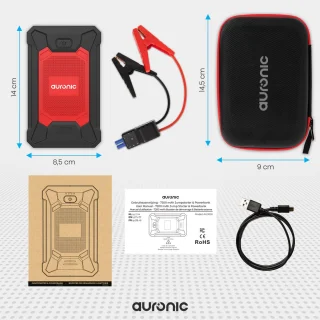 Auronic Jumpstarter 12V 600A 7200mAh Rood/Zwart