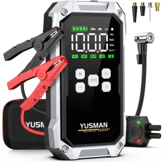 Auto jumpstarter met luchtcompressor – 12 volt – 21800 mAh batterijcapaciteit – 9000 ampère startstroom – lithium-ion batterij – voor personenauto en dieselmotor