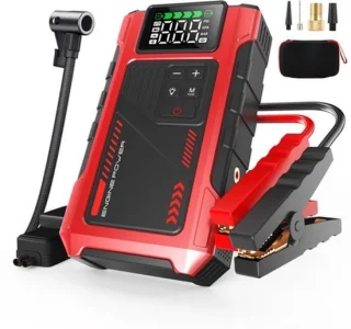 Auto-jumpstarter met luchtcompressor en led-zaklamp