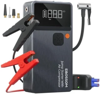 Auto-startbooster met draagbare luchtcompressor