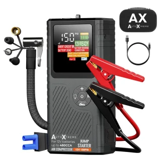 De AutoXtreme Boost Air Micro 12V Jumpstarter met compressor in één oogopslag