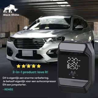 Black Rhino 2-in-1 Jumpstarter met Bandencompressor 1000A 8000mAh