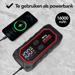 Brixy Jumpstarter Auto 2200A 16000mAh Rood/Zwart