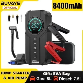 Buvaye startkabels jumpstarter 1000A 12V powerbank zwart