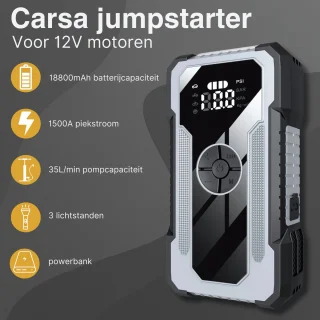 Carsa 12V Jumpstarter met Compressor 1500A 18800mAh