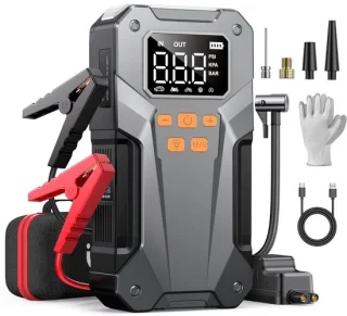 CLGP Jumpstarter met Compressor Startkabels Grijs/Zwart