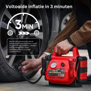 DailySupplies Jumpstarter met Compressor zwart/rood